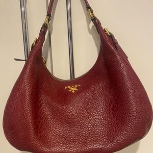 Prada Deep Red Leather Hobo Bag